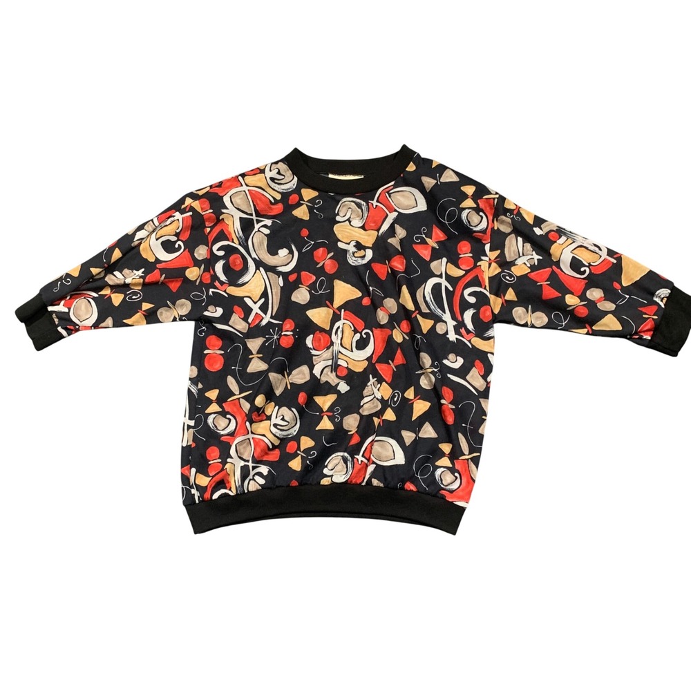 DONNKENNY Women's Size Medium Abstract Print 3/4‎ Sleeve Pullover Blouse USA